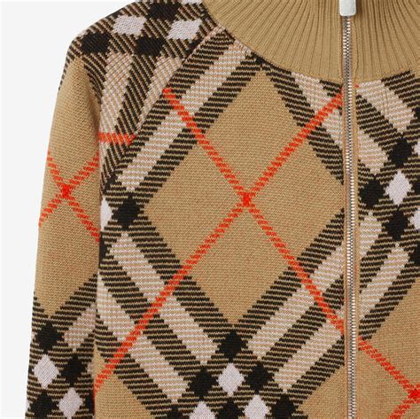 burberry funnel neck wool coat|Check Wool Blend Track Jacket in Snug .